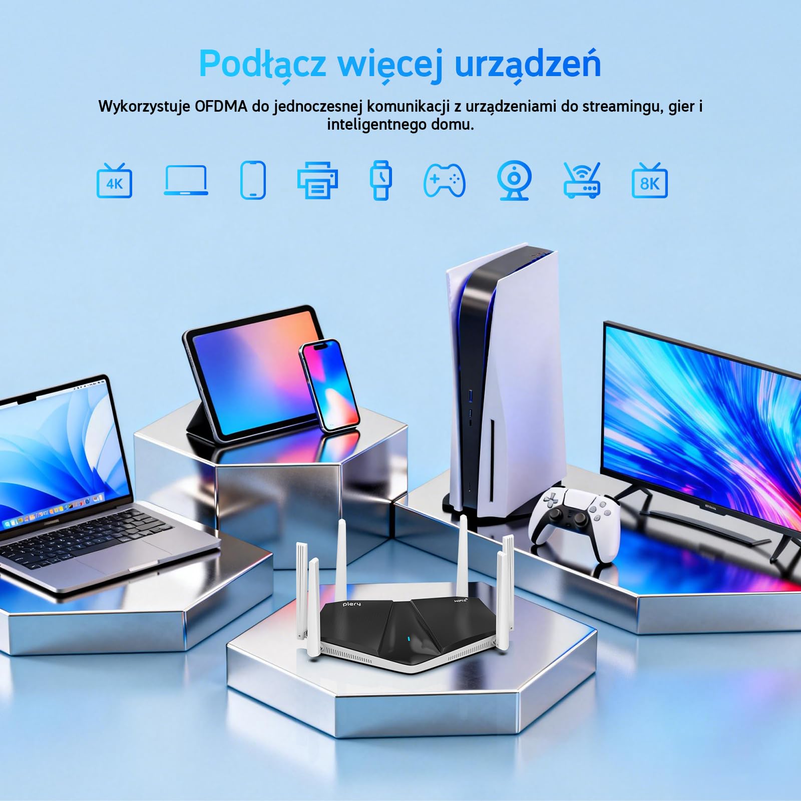 AX3000 Router WiFi 6, 5GHz/2,4GHz Dwuzakresowy Router 5G