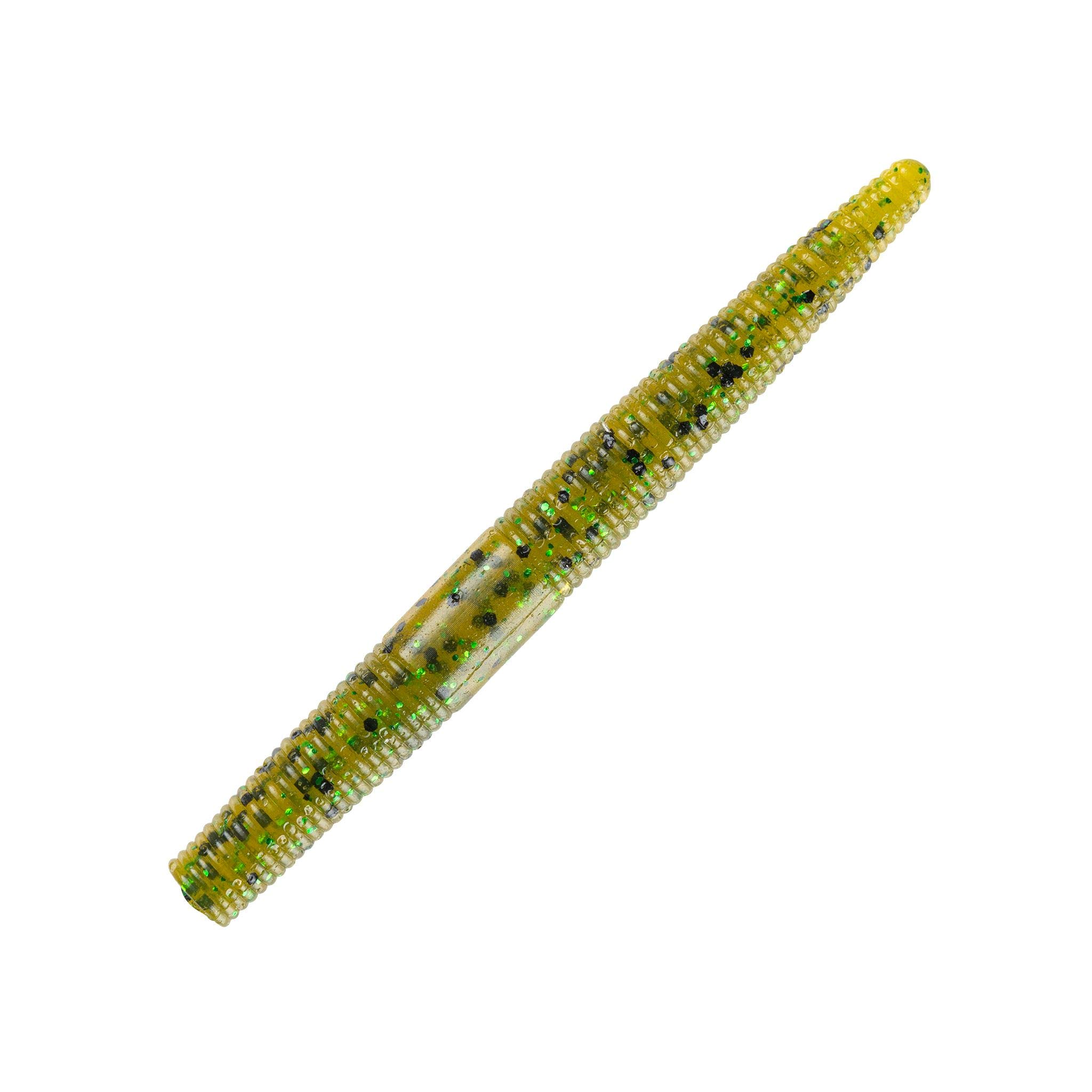 Yum Lures Dinger Classic Worm All-Purpose Soft Plastic Bass Fishing Lure - Great Texas Rigged, Wacky Style, Carolina Rigged, Pitched, Etc, Pumpkin Pepper/Green Flake, 3" โ image 1