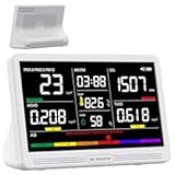 bonoch 16 in 1 Air Quality Monitor Indoor 7" Display 9 AQI&plus;7 AQI Alerts Air Quality Tester for CO2&comma; TVOC&comma; PM2&period;5 PM1&period;0 PM10&comma; HCHO&comma; Temperature Humidity AQI & Time&comma; Air Quality Meter for Home-White