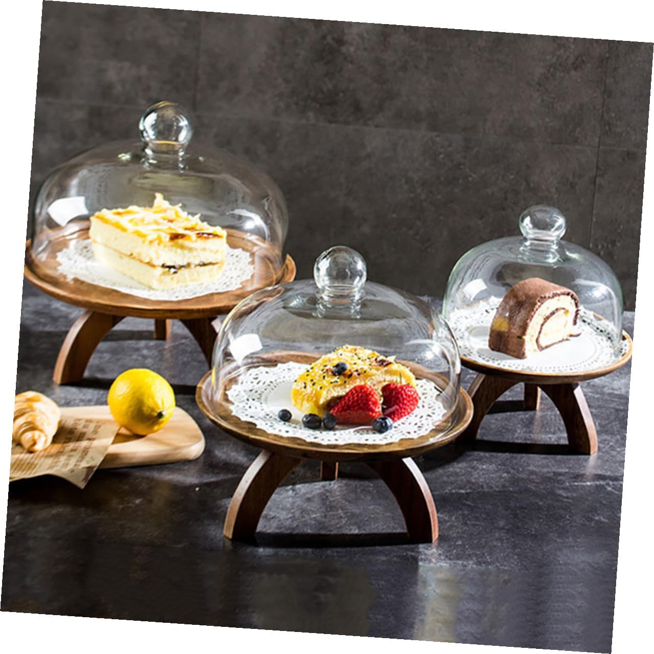 Glass Cake Dome Dust Cover Large Glass Cloche with Base for Fruit Plate and Dessert Display, Food Dust Protector for Kitchen and Dining