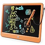 KOKODI LCD Writing Tablet, 12 Inch Colorful Toddler Doodle Board Drawing Tablet, Erasable Reusable Electronic Drawing Pads, Educational and Learning Toy for 3-6 Years Old Boy and Girls(Orange)