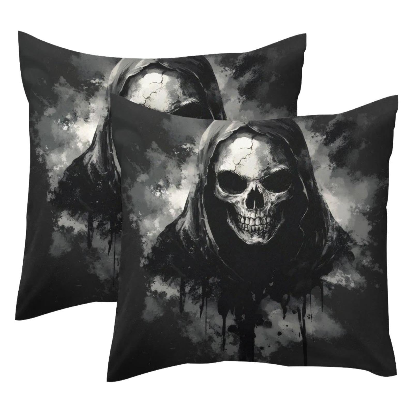 Housse de coussin velours zombie et crâne pour sublimer votre canapé de salon 50x50