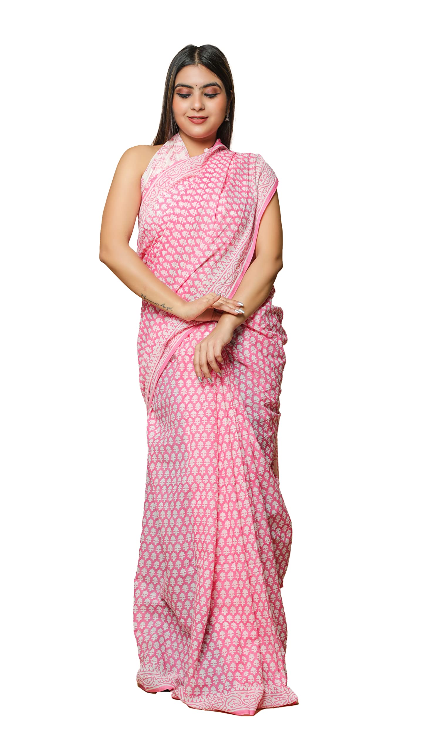Shivanya Handicrafts Women's Woven Cotton Saree With Blouse Piece (SH-1031_Multicolor)