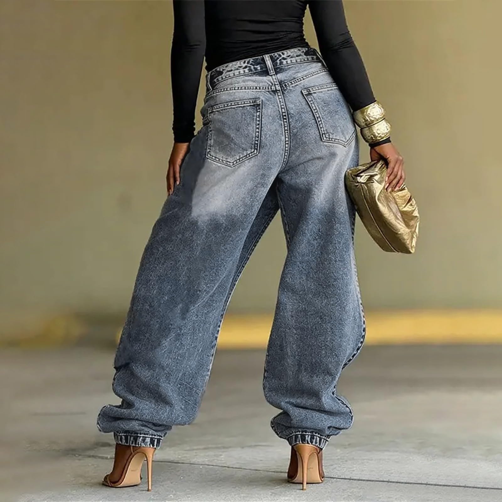 Pantalones de mezclilla con flecos para mujer, pantalones holgados para mujer, ropa de calle, club, fiesta, escenario, pantalones de moda, cómodos e informales para uso al aire libre, pantalones