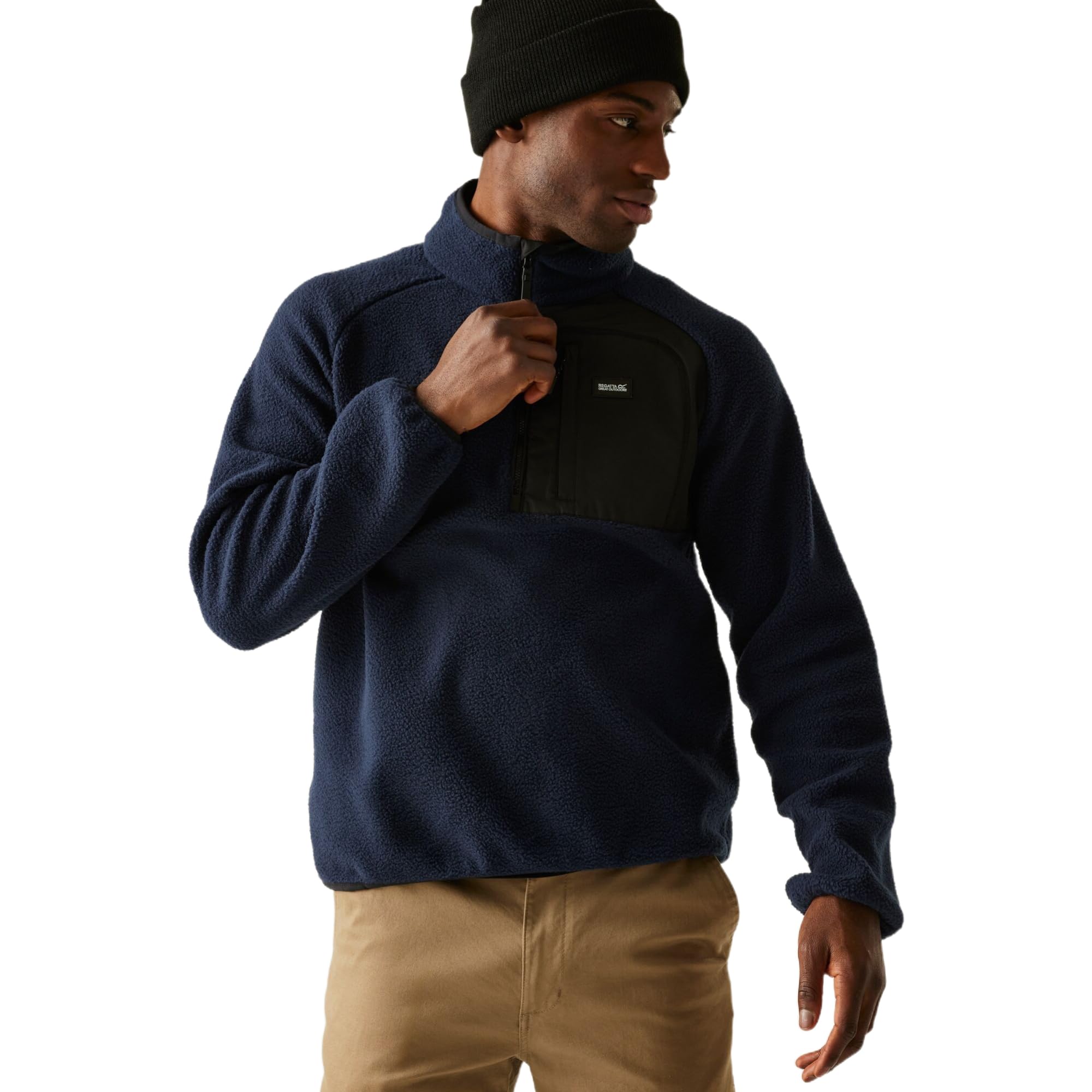 Regatta Mens Frankie Borg Half Zip Fleece Plush Stretch Warm Winter Layer Top