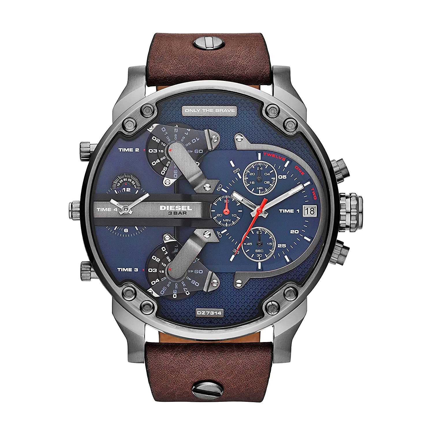 DieseI Leather Mr Daddy Dual Time Chronograph Navy Blue Dial Mens Watch Dz7314 (B09ZPK5RJT) Amazon Price History, Amazon Price Tracker