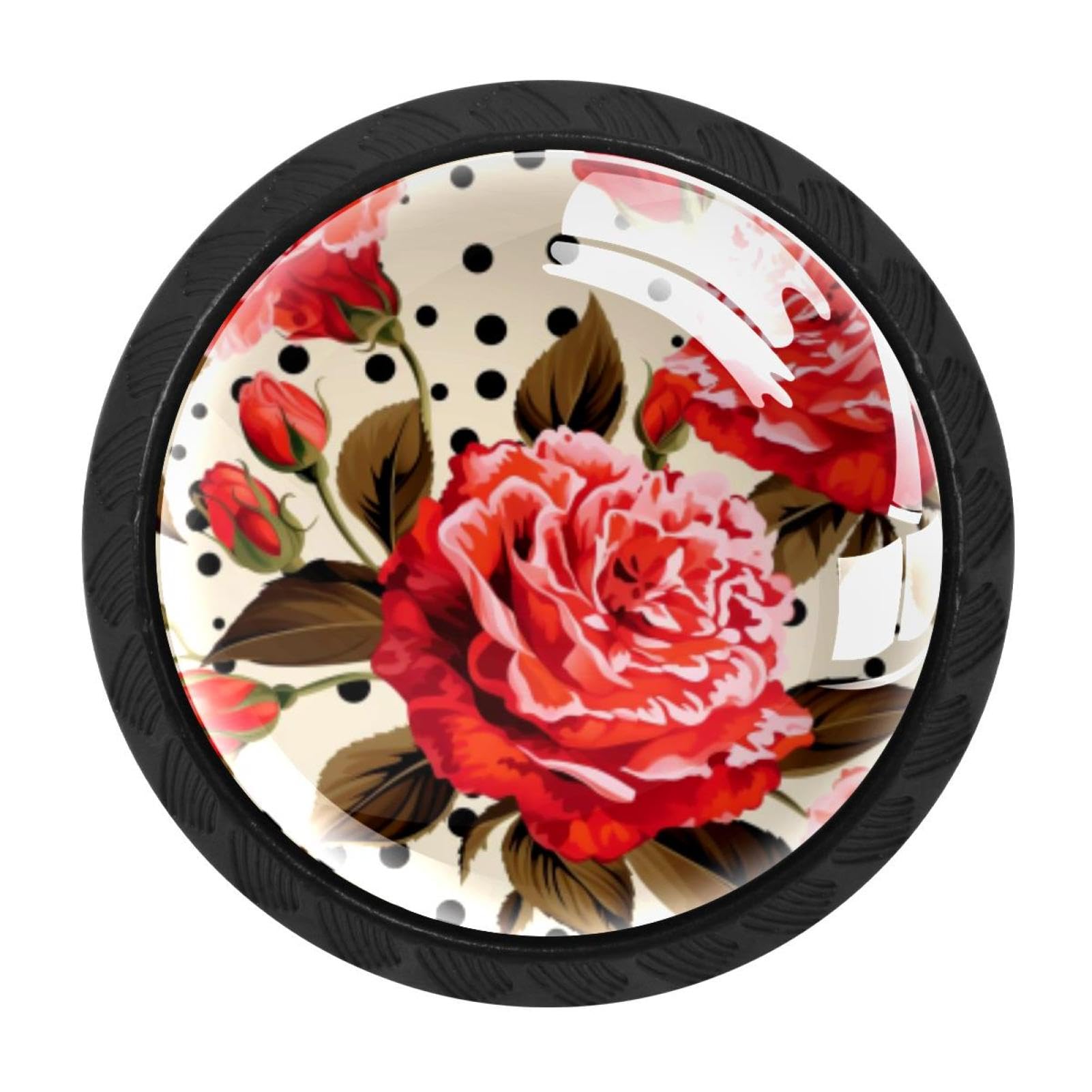 CHENZZZZ Rose Leopard Drawer Knobs Pull Handle Crystal Glass Circle Shape Cabinet Drawer Pulls Cupboard Knobs with Screws for Kitchen Cupboard Dresser Wardrobe etc