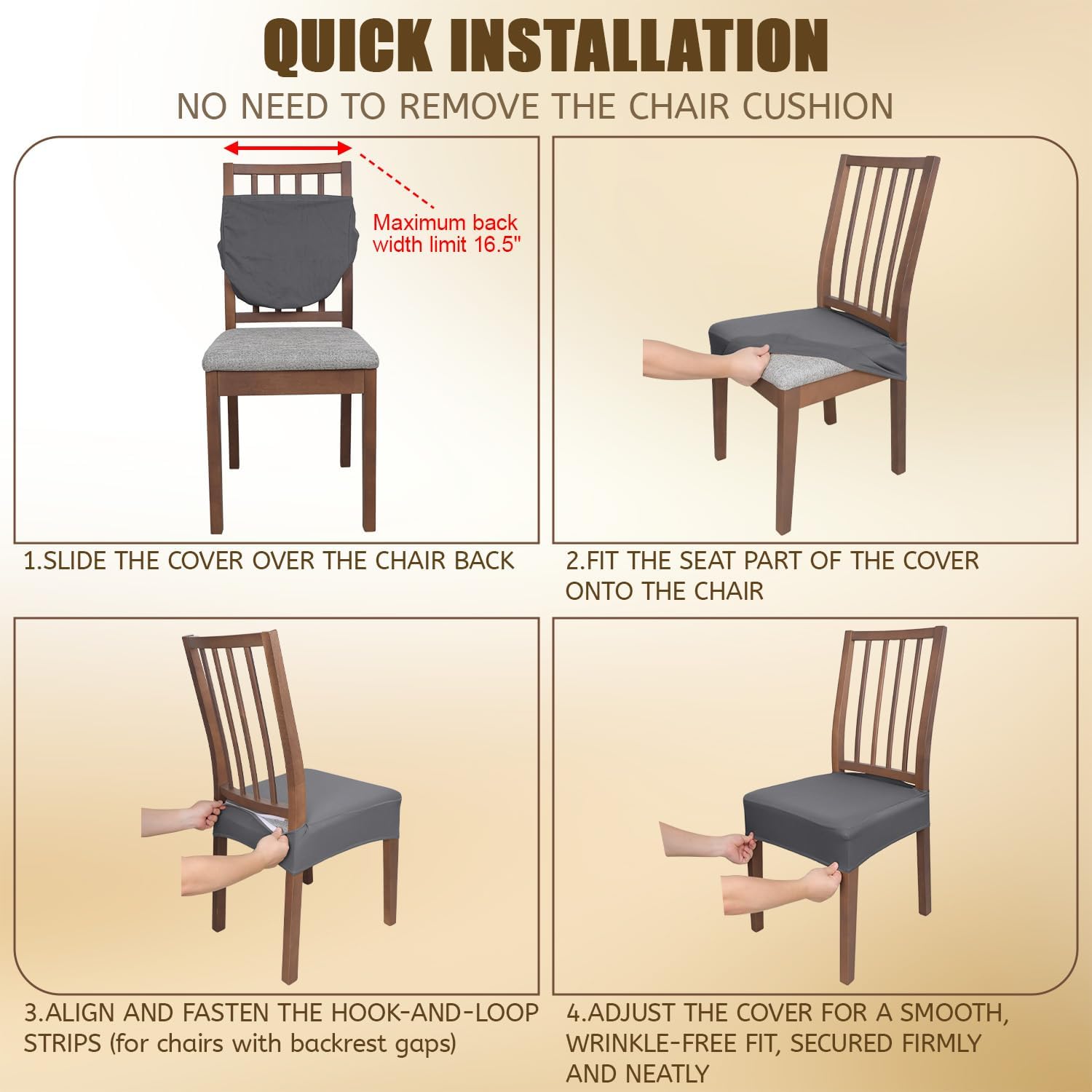 JQinHome Chair Slipcover Waterproof Chair Seat Covers