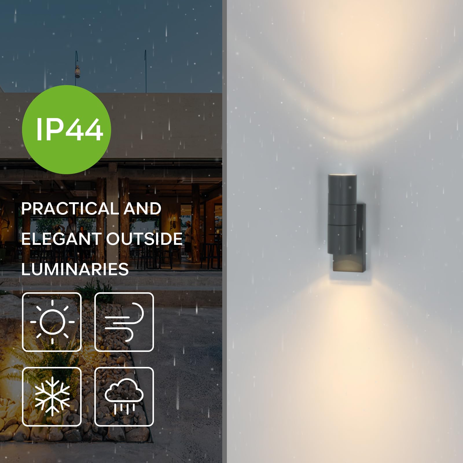 Kerry Dusk to Dawn Outdoor Wall Light, Up Down External Lamp, Outside Lighting Mains Powered Lantern - Image 3