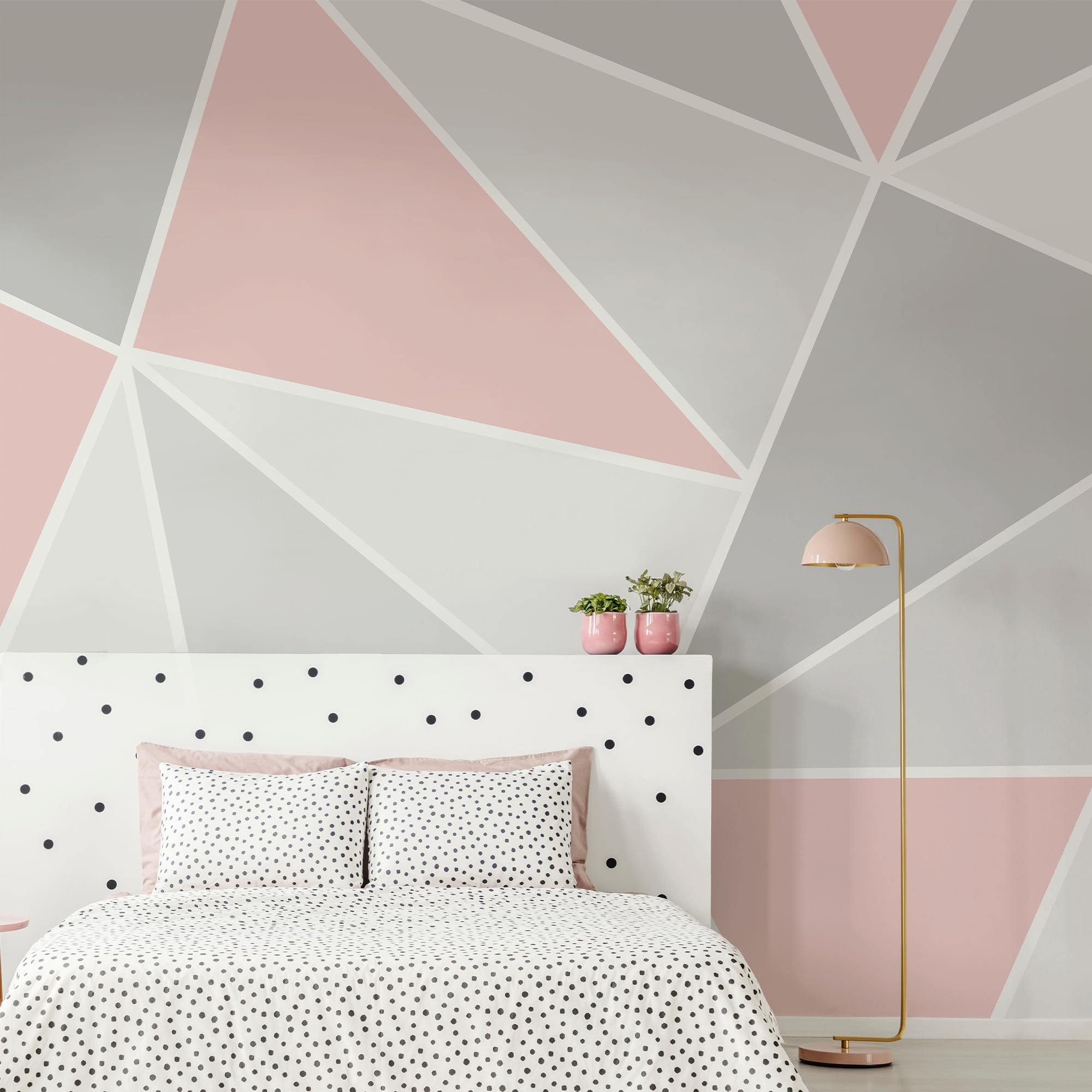 Art For The Home Pink/Grey Trinity Blush Geometric Wall Mural - Paste The Wall - & Wall Mural - Contemporary Geometric Triangular Blush Design