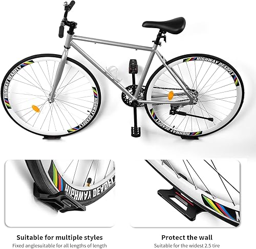 Miniatura 3 de Soporte de pared para bicicleta, soporte horizontal para almacenamiento interior para garaje o hogar, ganchos de sujeción de bicicleta resistentes