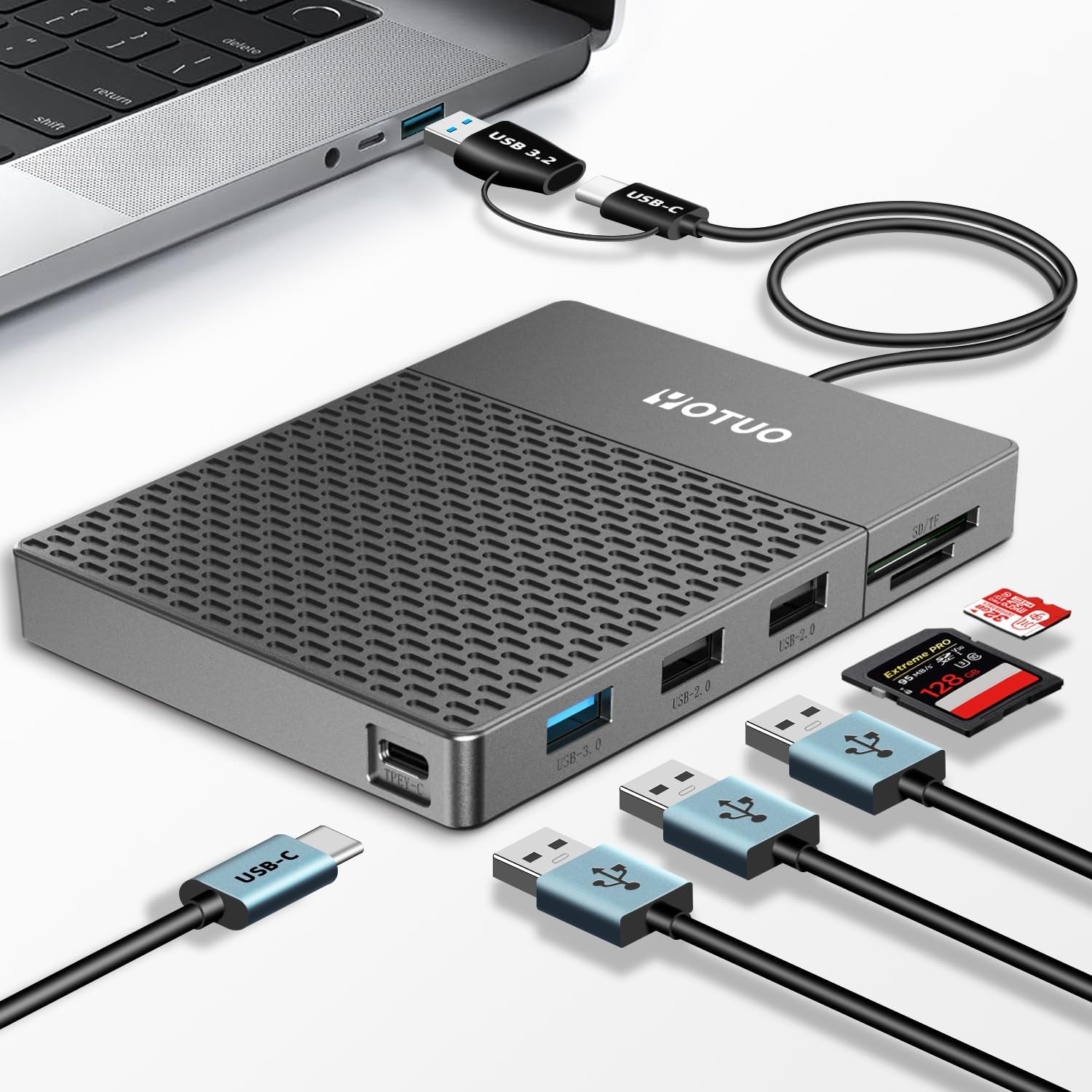 Docking Station External Hard Drive Storage, USB-C Hub + HDD 7-in-1, USB 3.0, SD/TF Card, HDD for Windows, Mac, Android, TV, Phone, Laptop, Desktop, PC (Space Black, 1TB+Docking Station) 1TB+Docking station Space Black - Image 1 of 6