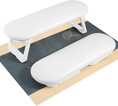 CGBE Nail Arm Rest, Soft PU Leather Arm Rest For Nails, Hand Rest For Nails With Foldable Hand Holder Non-slip Mat, Nail Hand Rest Arm Rest Manicure Hand Rest For Nail Tech Home Salon Use White