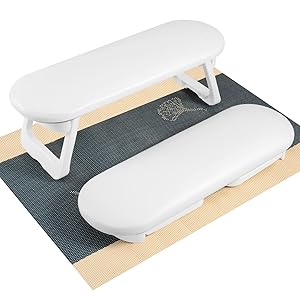 CGBE Reposabrazos Manicura, Reposamanos Para Uñas Profesional de Cuero de PU, Esponja Suave, Soporte Plegable, Almohada de Mano de Uñas Antideslizante, Apoya Manos para Manicura Arte de Uñas, Blanco
