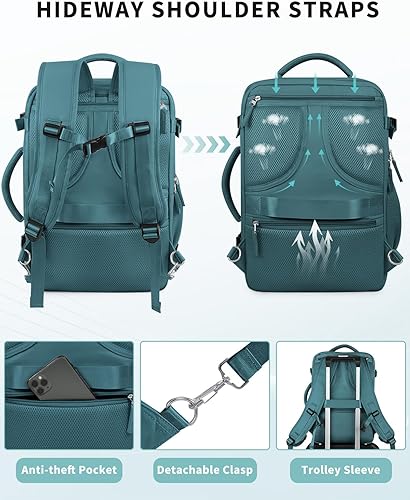 Miniatura 2 de INC Mochila de viaje para mujer, mochila de transporte de 35 L aprobada por vuelo, Azul eléctrico, Mochila de viaje