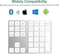 CATECK Bluetooth Numerikus Billentyűzet - 34 Gombos Vezeték Nélküli Számpad, Újratölthető, MacBook, Windows, iPad Kompatibilis, Fehér 2