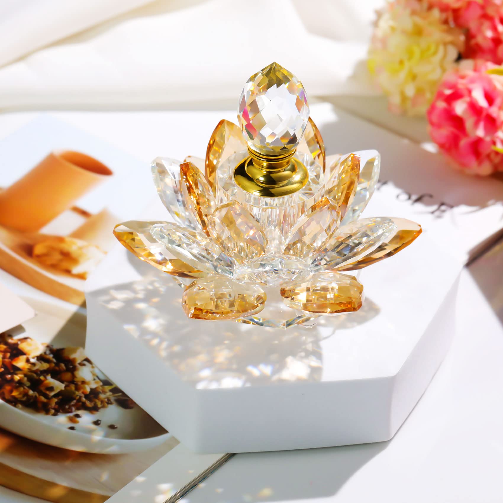 Amazon.com: YWHL Mini Amber Crystal Decorative Lotus Perfume