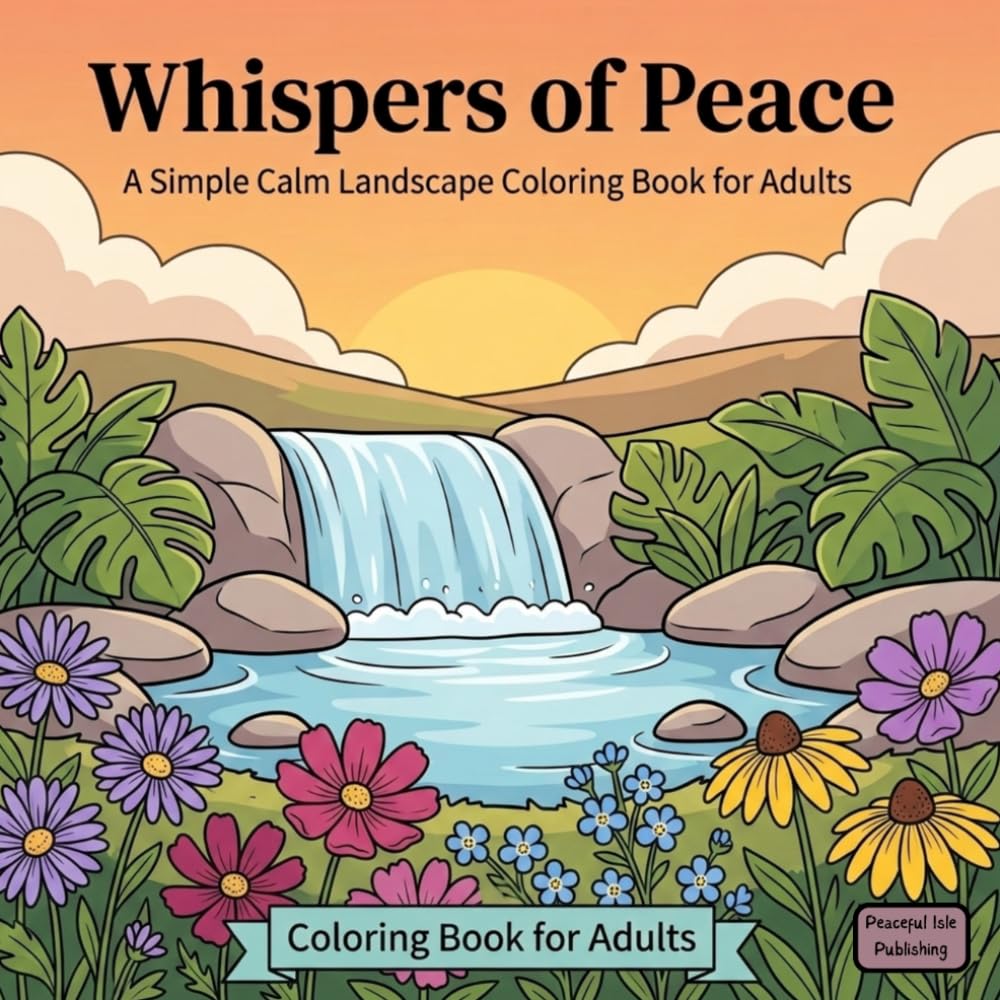 Whispers of Peace - A Simple Calm Landscape Coloring Book for Adults and Teens: Therapeutic & Mindful Coloring Pages to Reduce Anxiety & Depression