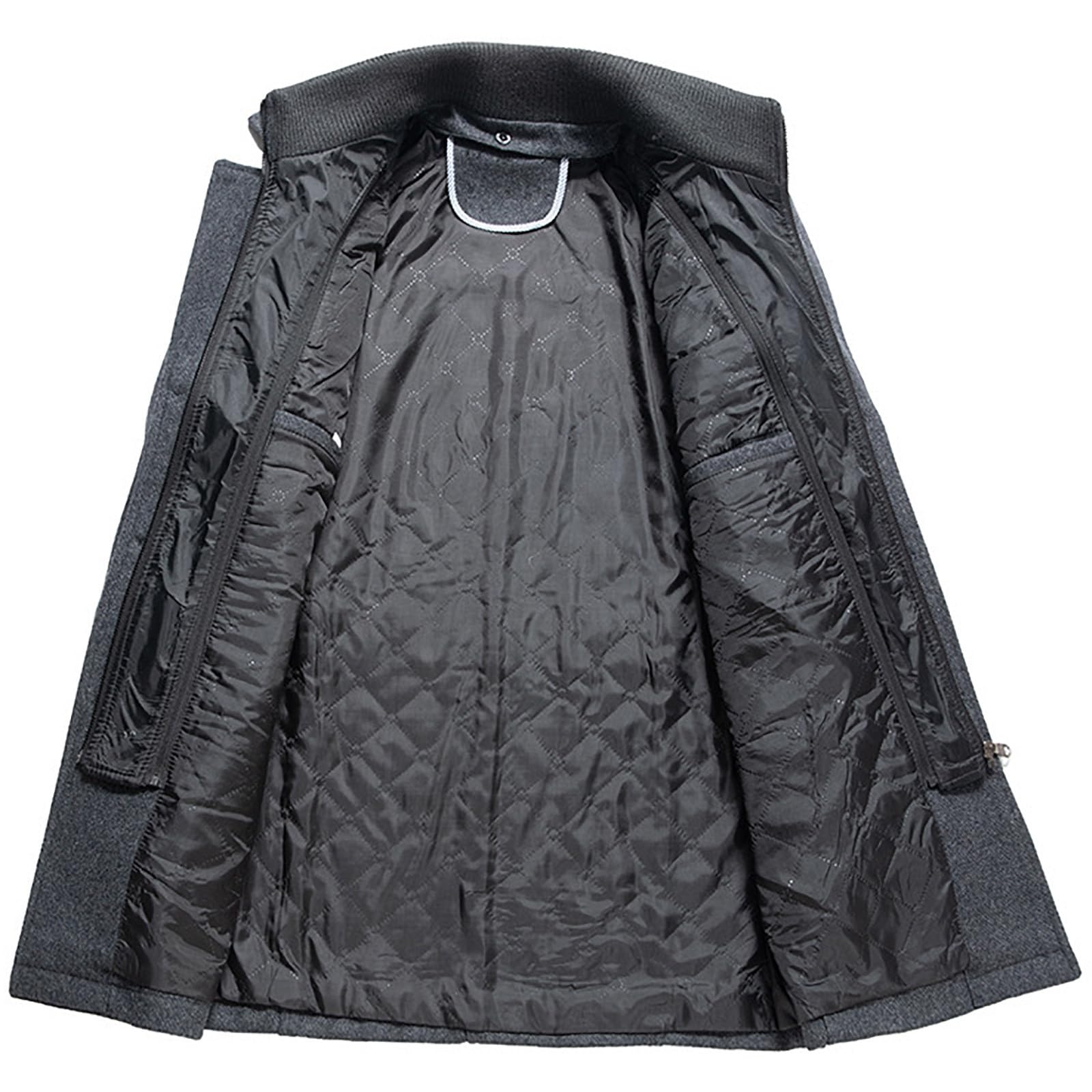 Herren Wintermantel Slim Fit Zweiteiliger Mantel für Business Freizeit Wollmantel mit Stehkragen Peacoat Warmer Integrierter Innenjacke Kurzmantel Winter Coat Men Peaky Blinders Mantel Herrenmäntel
