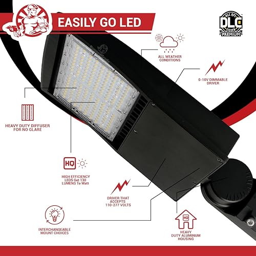 Miniatura 8 de RuggedGrade Luz LED Revati Series Shoebox de 150 vatios  Potencia seleccionable 15010080W  20.800 lúmenes  Color seleccionable 3K4K5K  Ajuste