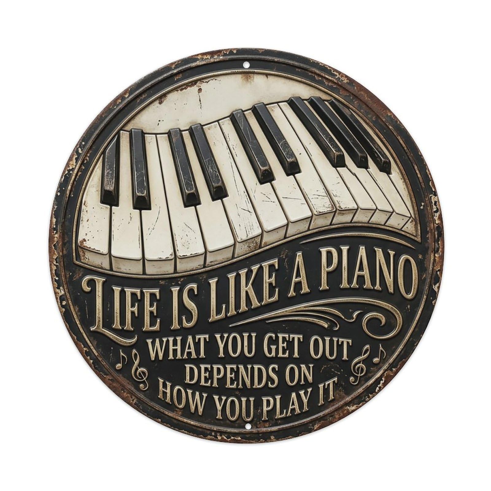 Piano Keys Ivory Music Metal Tin Sign
