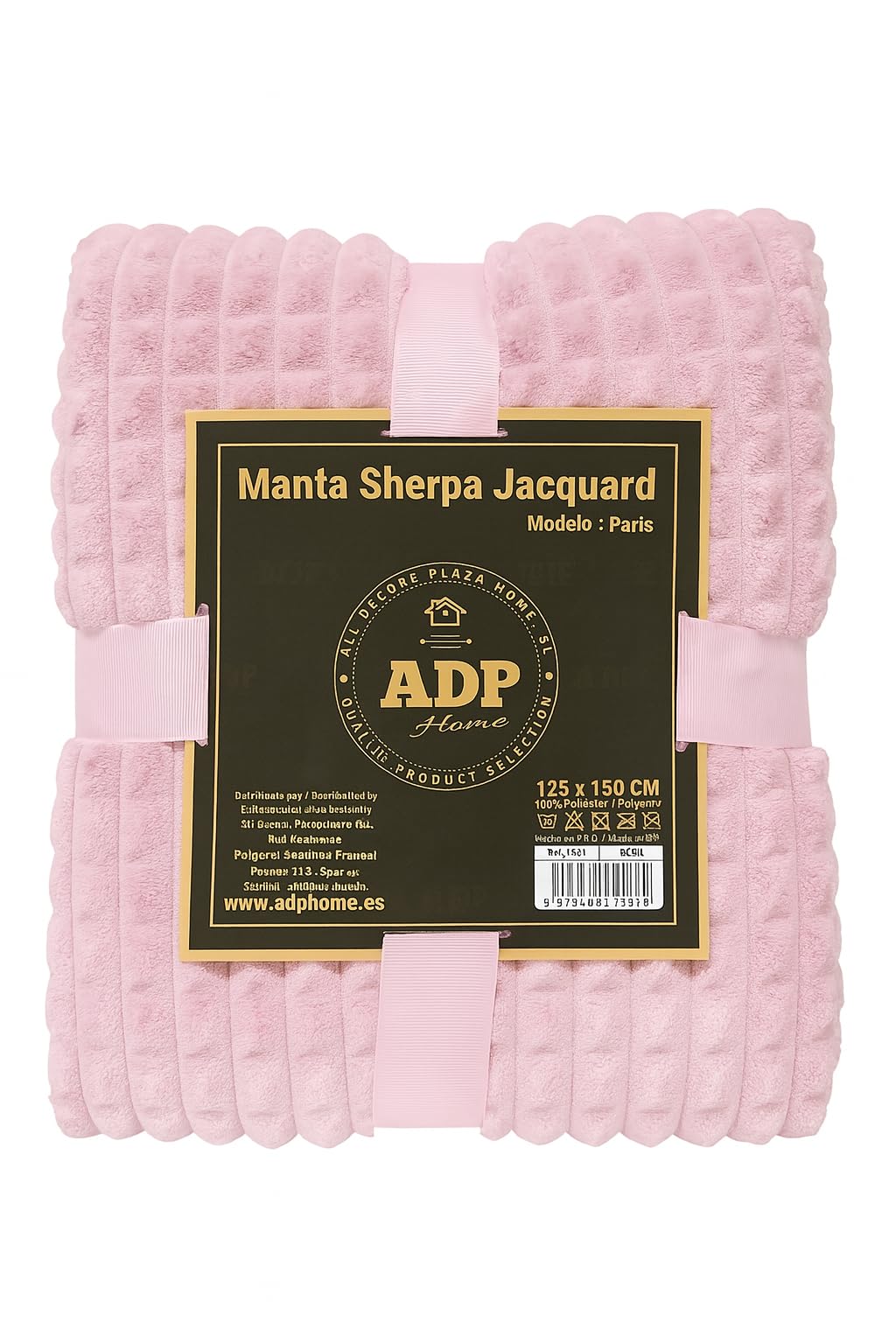 Genérico ADP Home Jacquard Blanket with Canale Sheepskin (Sherpa Reverse Same Colour) (125x150cm, Pink)