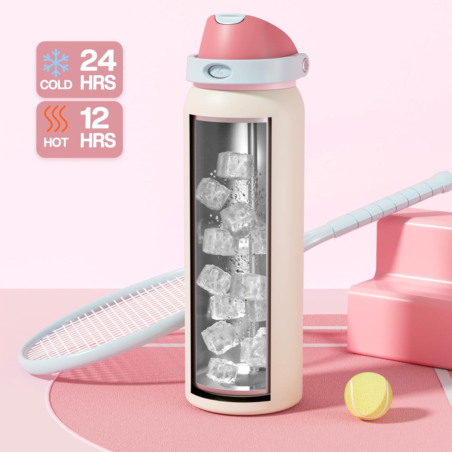 POWCAN 40 oz Large Water Bottle with Handle for Sports: Quick Open Straw and Spout Lid, Leakproof, Carry Handle, Vacuum Insulated Flask with straw for Hiking, Outdoors, Workout, Travel (Breezy Sunday) - Image 3