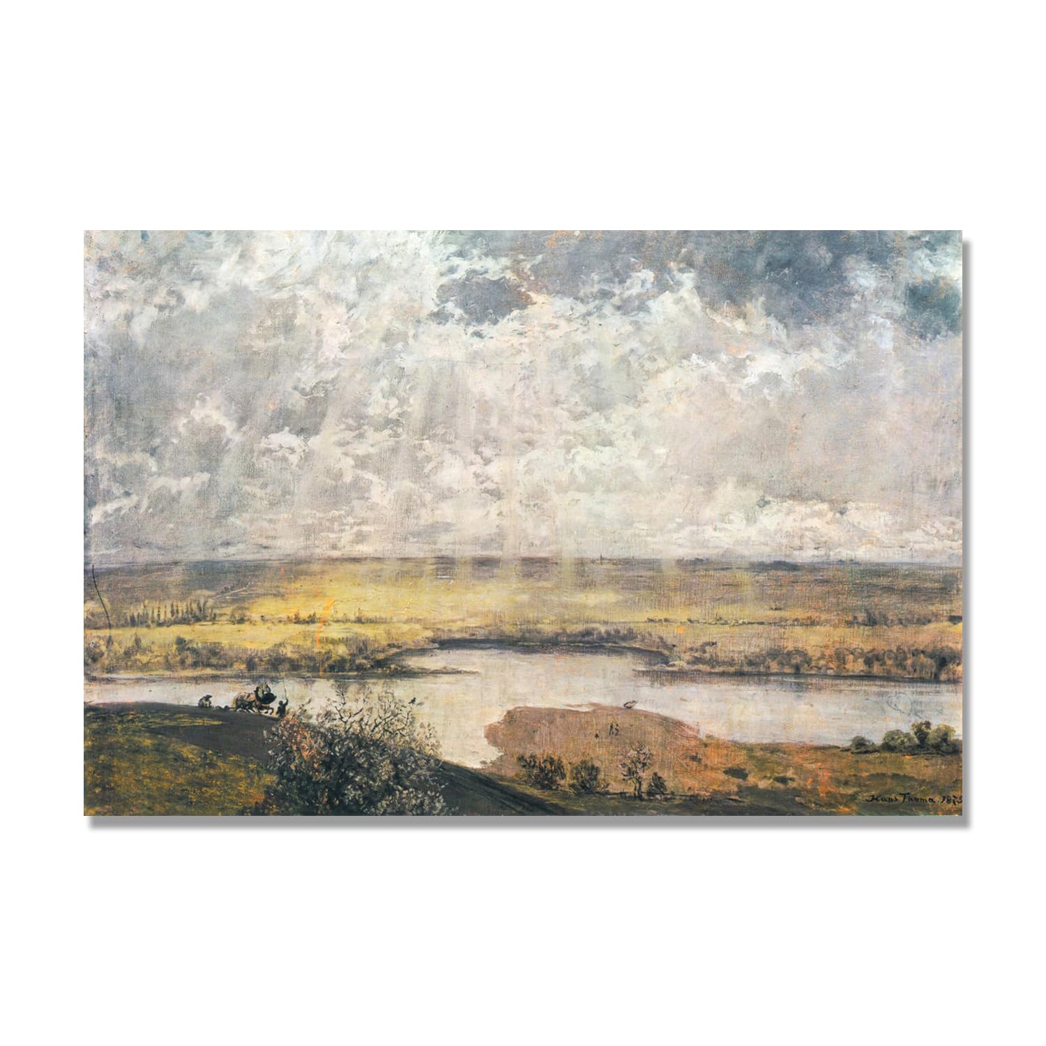 NHLDZYH Hans Thoma Style Canvas Wall Art - (Main River Landscape), German Romantic Realism Painting with Symbolic Nature, Rustic Country Home Decor. 50x75cm-19.7x29.6in. Only Canvas
