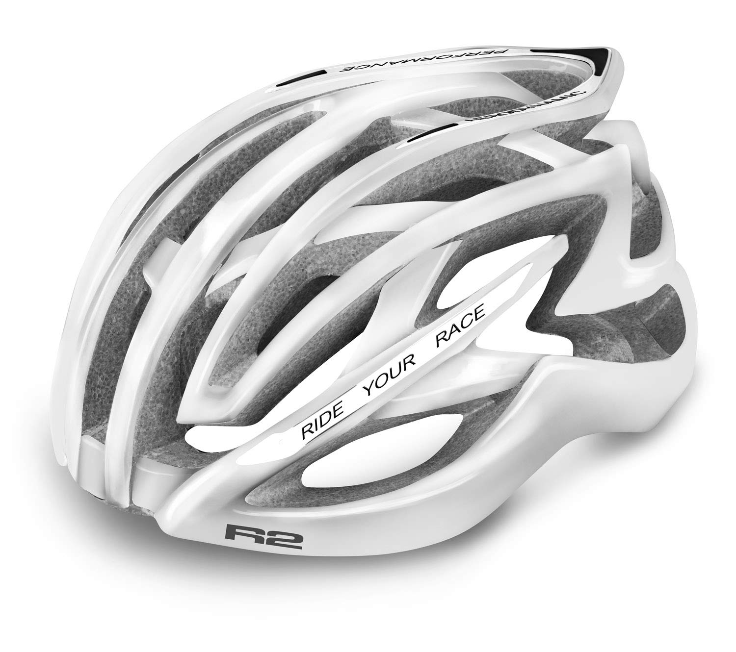 R&R R2 Evolution - Casco da bici da corsa, casco da bicicletta, casco MTB, casco da triathlon, vestibilità super leggera e perfetta (bianco, L)