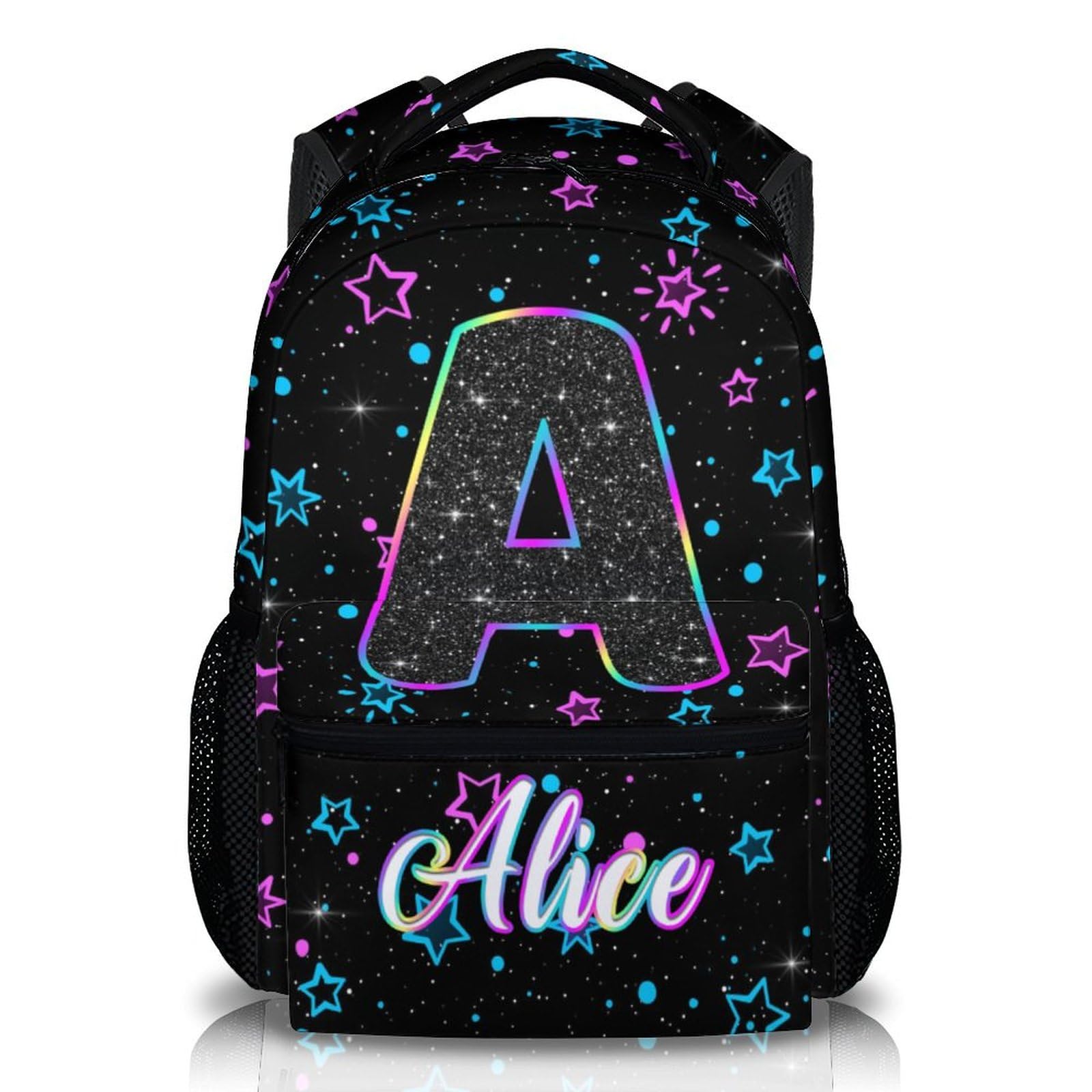Backpack for Girls, Personalized Glitter Backpacks for School, Custom Monogram Bookbag for Kids Teens, Back to School Gift for Kindergarten Elementary