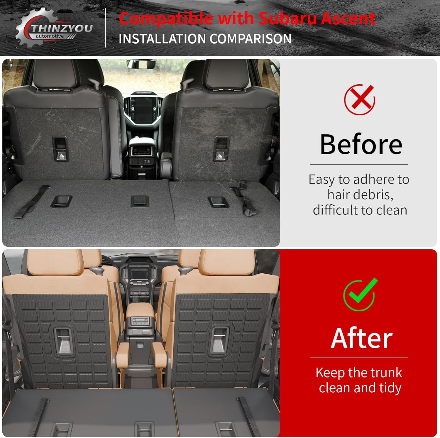 Kick Mats Protector Compatible with 2019-2025 2026 Subaru Ascent Back Seat Cover Protector TPE All Weather Backrest Mats 2024 Ascent Accessories (Fit 7 Seats, 2nd Row Backrest Mats) - Image 2