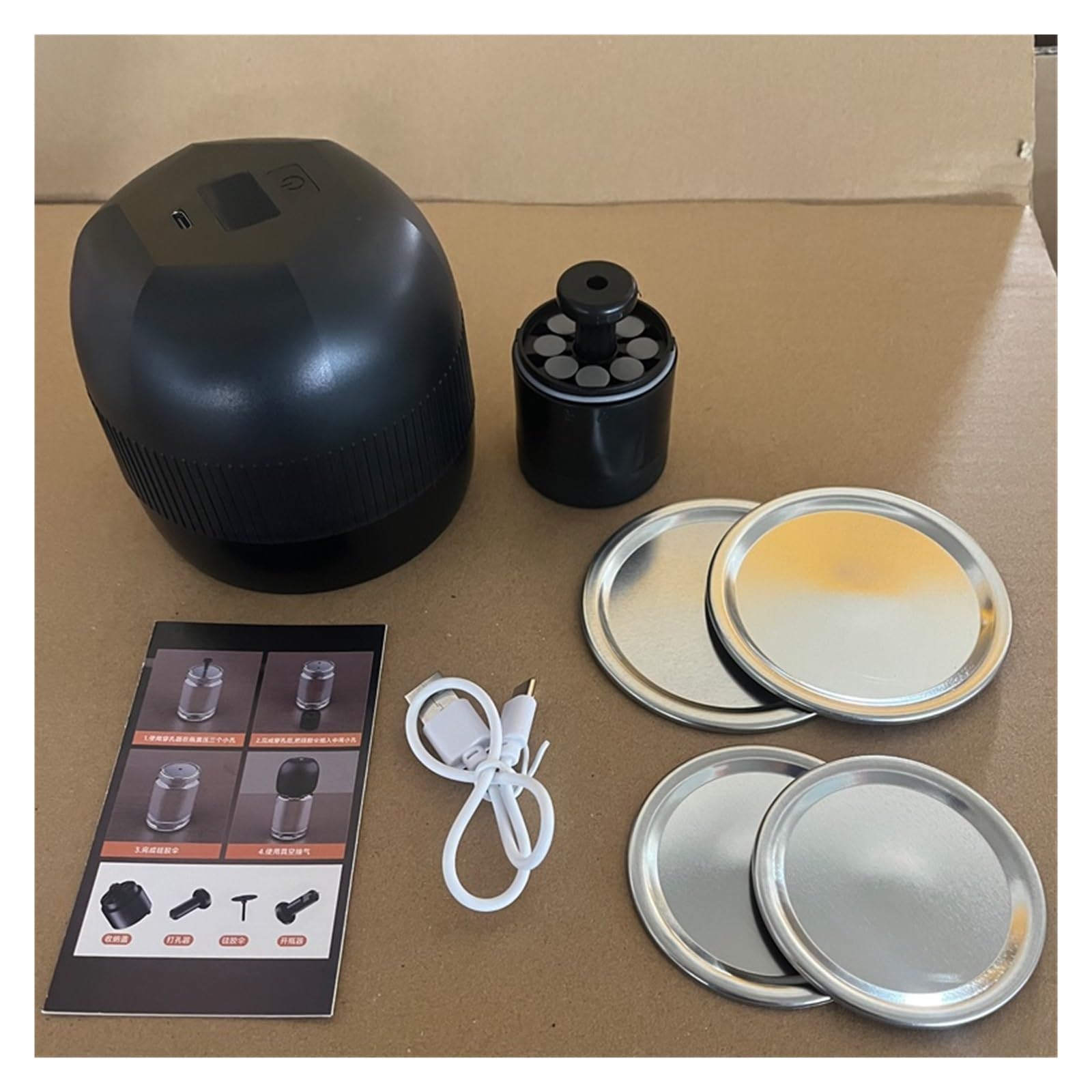 Kit De 2 Selladores Al Vacío Eléctricos Automáticos For Tarros Cocina (máquina Bombeo Con Tapas) For Conservación Alimentos Buen Efecto De Sellado(Khaki)