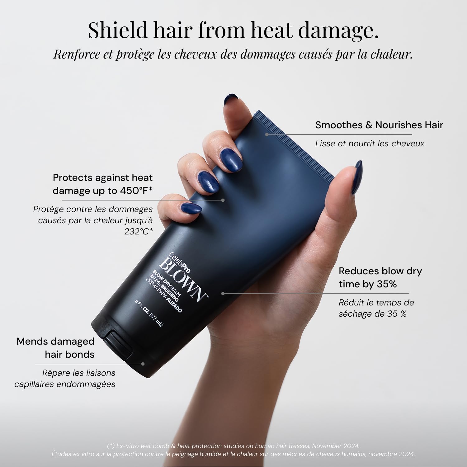 CelebPro BLOWN Blow Dry Cream, Heat Protectant Styling Cream for Frizz Free Hair, 6 oz
