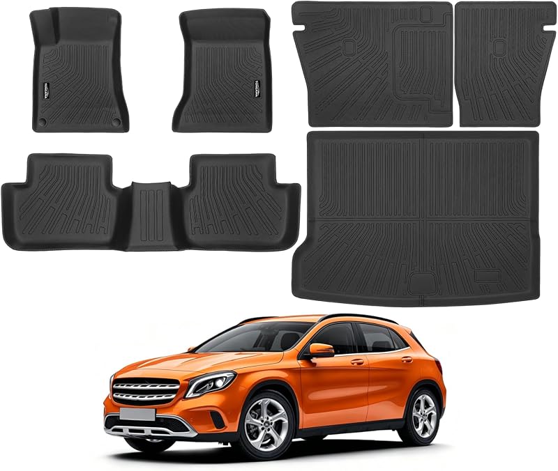 Jogo de tapetes automotivos em TPE para Mercedes-Benz GLA 2013 a 2019, com tapetes do assoalho, porta-malas e encosto traseiro