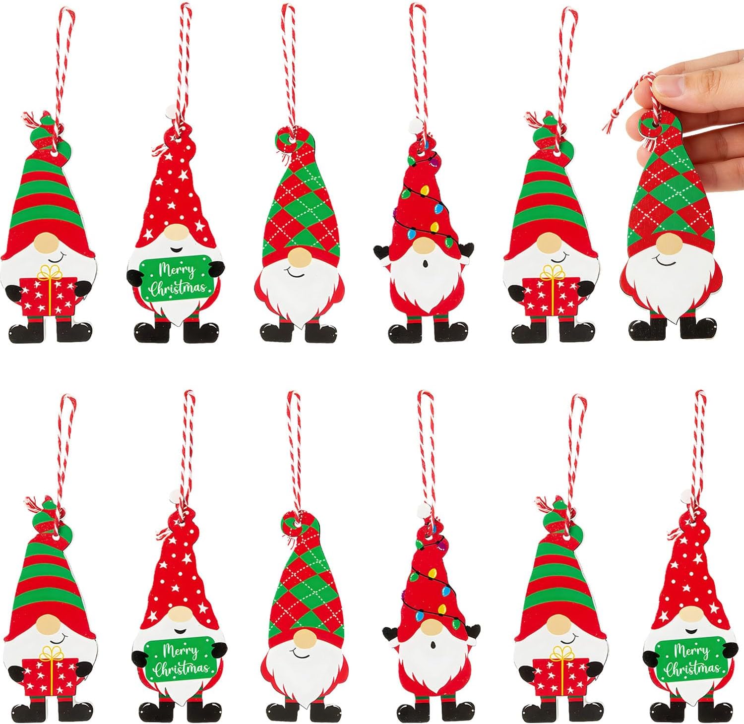 Christmas Gnome Ornaments - Home Decor - 12 Pieces