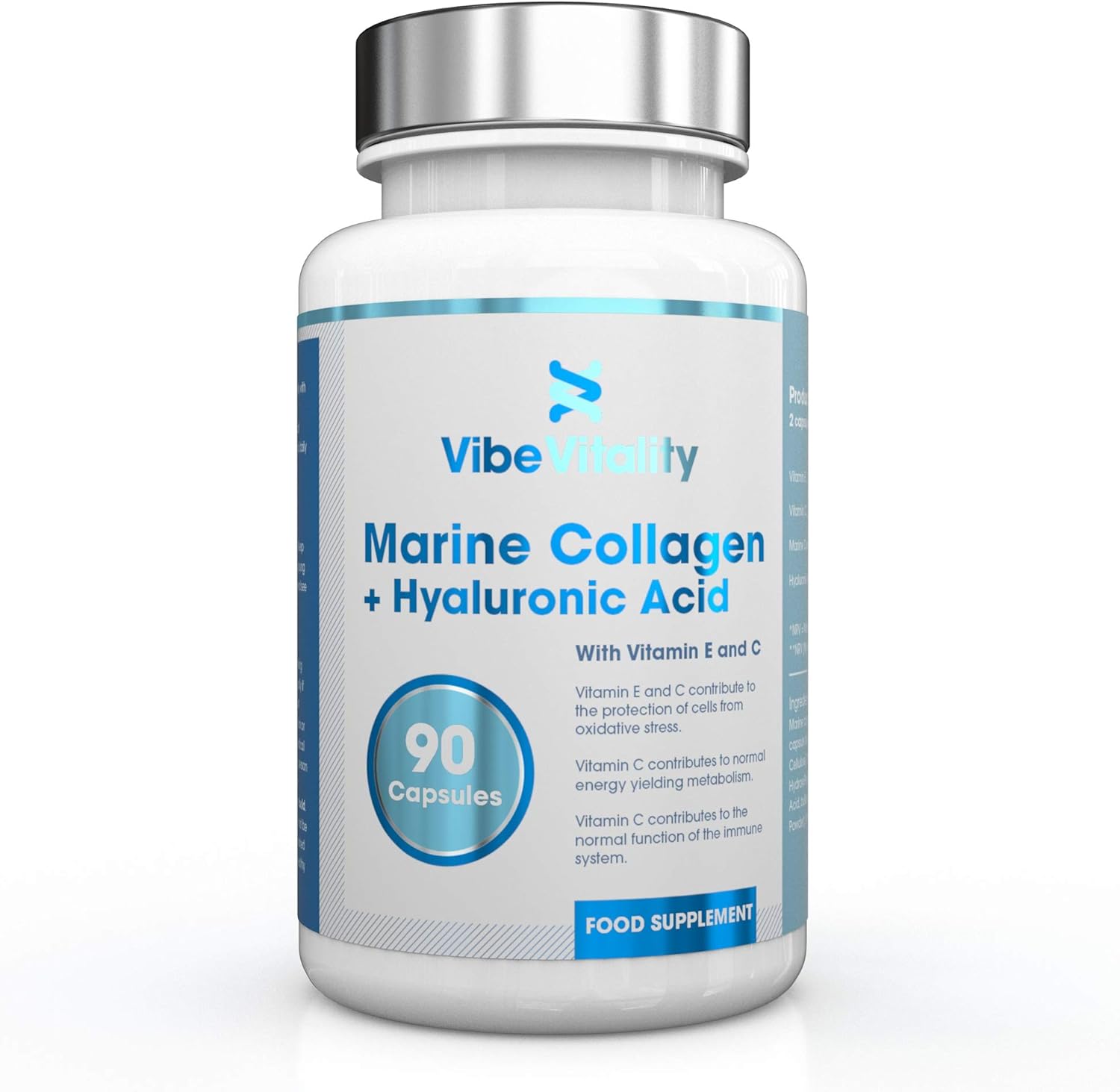 Vibe Vitality Meereskollagen Komplex Mit Hyaluronsaure 90 Kapseln Amazon De Drogerie Korperpflege