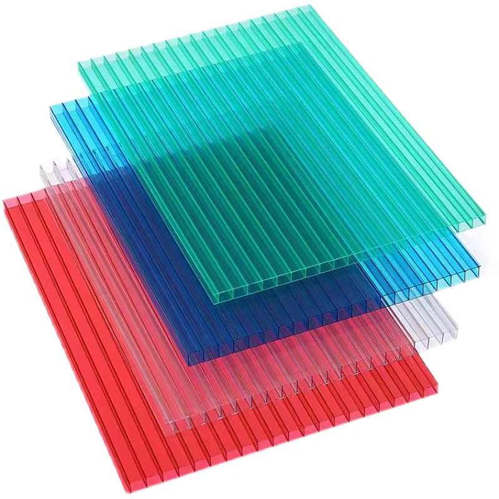 Generisch 48-teiliges Set doppelwandiger Polycarbonat-Gewächshausplatten, leichte, bruchsichere Dachplatten für Heimwerkerprojekte, Gewächshäuser, Schuppen (transparent, 50 x 50 cm, 10 mm)
