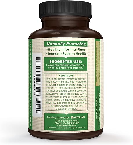 Miniatura 8 de Salud digestiva Probiótico Suplemento dietético, soporta intestinal inmunológico y salud. 60Cápsulas, Suministro de 60días estante estable