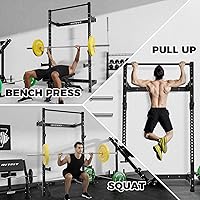 Vista 6 de RitFit 2.36'' x 2.36'' Folding Squat Rack for Home Gym, Wall Mounted Squat Rack with Attachments - Space Saving Squat Power Rack