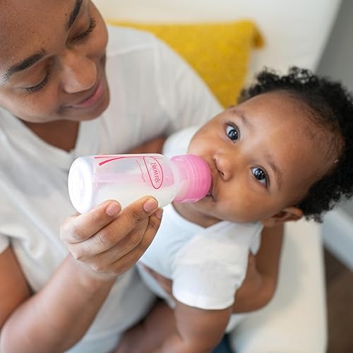 Miniatura 6 de Dr. Brown's Natural Flow Anti-Colic Options+ Biberón estrecho, 4 oz4.1 fl oz, con boquilla de flujo lento nivel 1, rosa, 0.0 ft+, paquete de 4