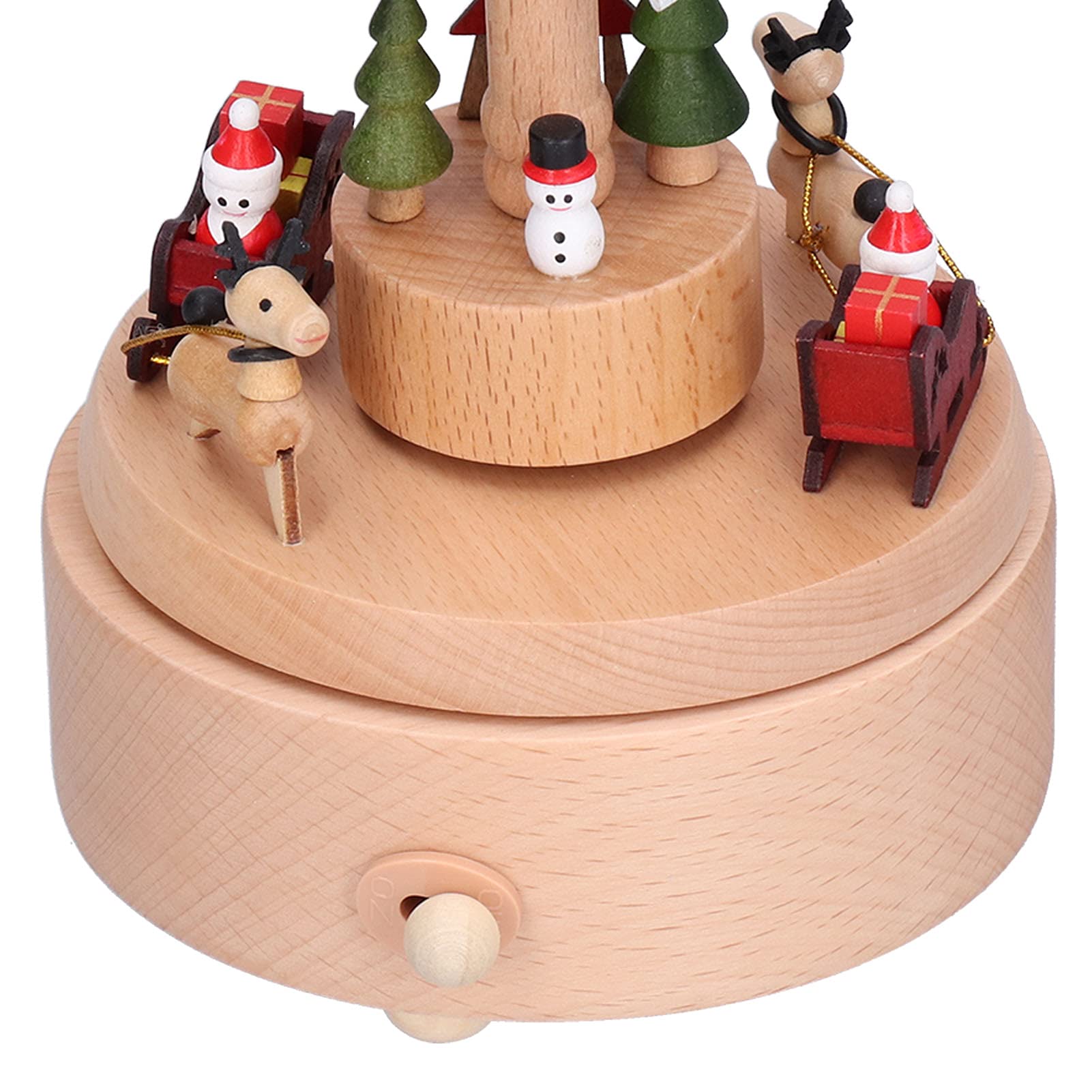YESYZX Caja de música de Madera Adorno navideño Decoración de Copos de Nieve Textura de Grano de Madera Sonido Hermoso Caja de música navideña