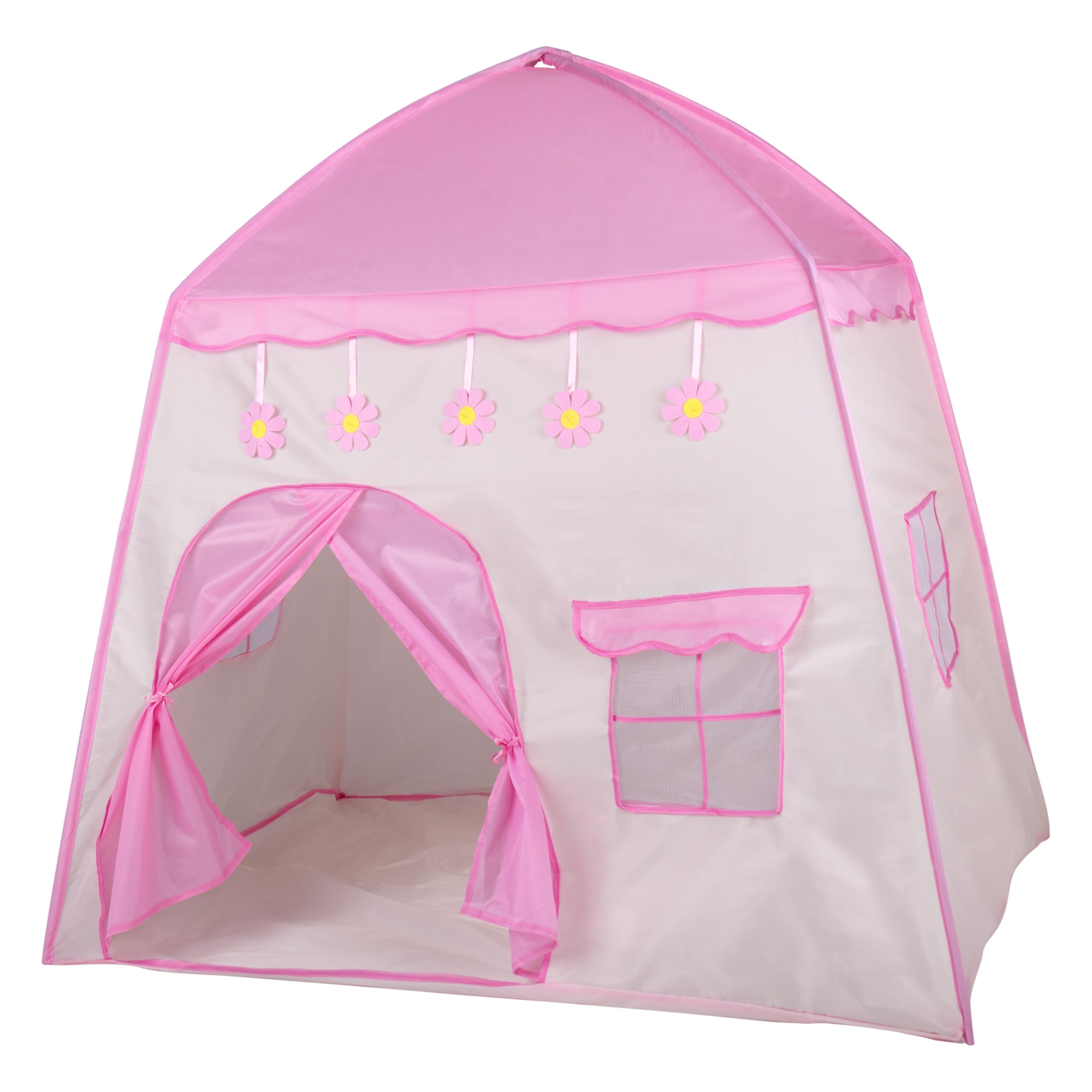 Relsy Kids Play Tent, Cottage Style with LED Lights & Bunting - Pink House - 135 x 100 x 130cm, Pink Cottage Tent - Image 3