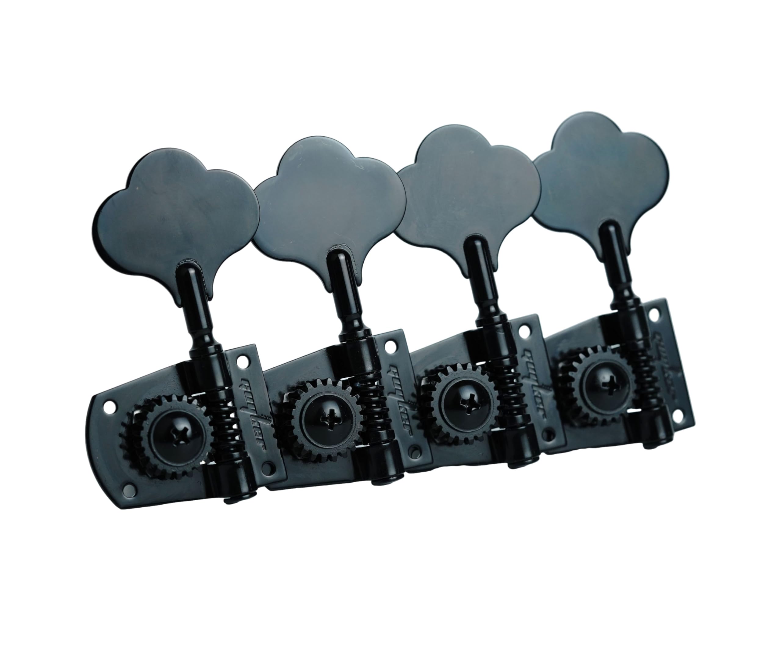 Guyker Bass Machine Head (4 for Left) - 1:21 Ratio Gear Open Frame Tuners Tuning Key Pegs Replacement for Electric Jazz Guitar Bass or Precision Instruments, Black