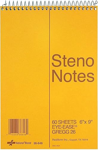 Miniatura 1 de National Steno - Cuaderno con tapa de tablero marrón papel verde para aliviar los ojos rayas Gregg 6 x 9 pulgadas 60 hojas 36646