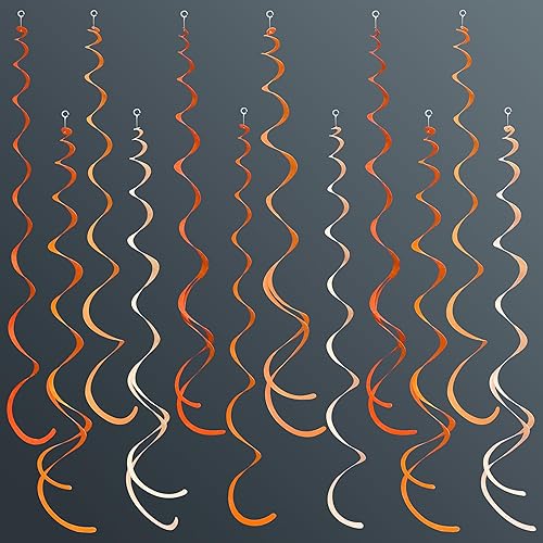 36 piezas de decoraciones colgantes de remolino naranja ombre, remolinos de fieltro naranja, serpentinas en espiral, guirnalda de techo para otoño,