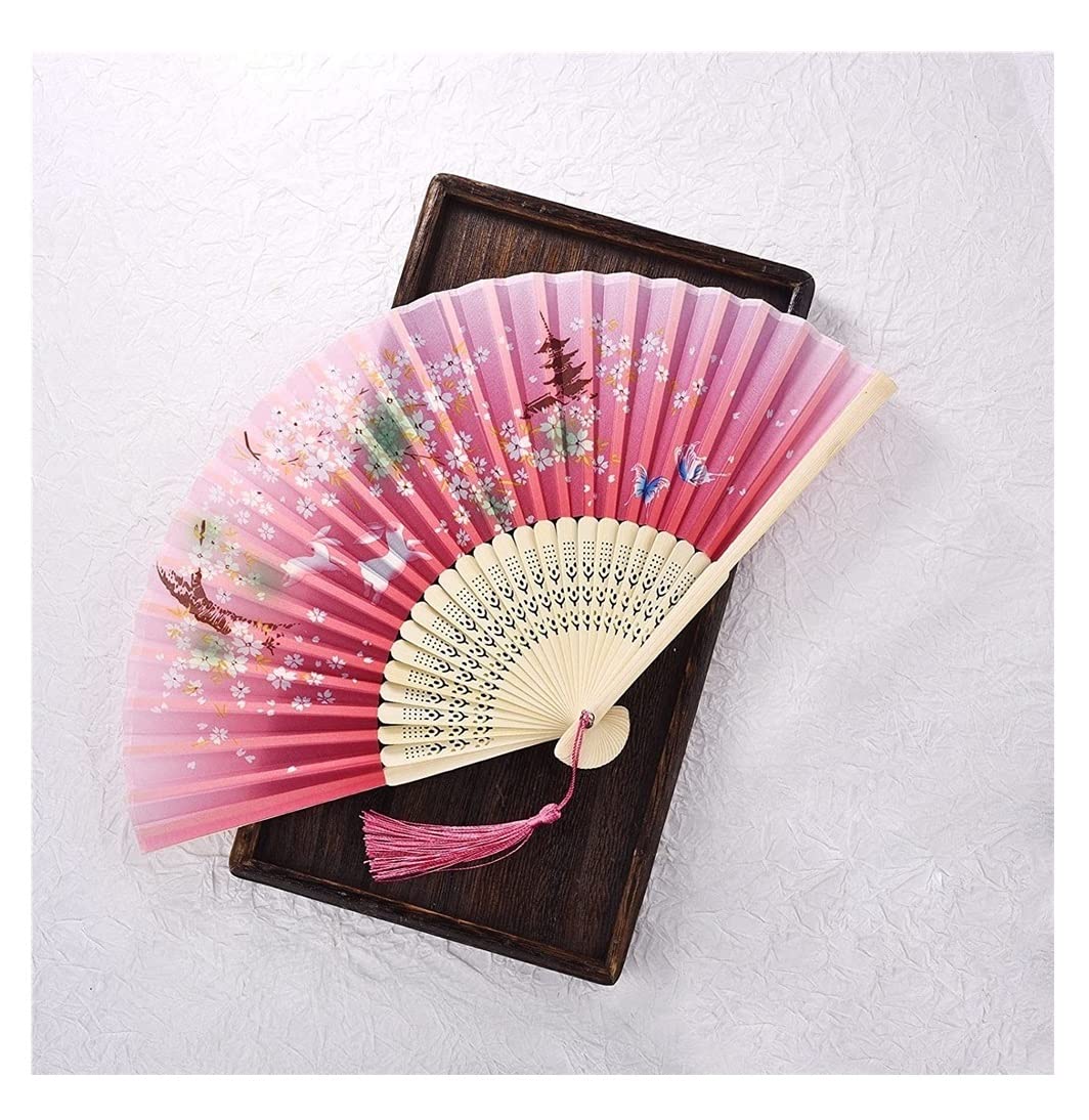 Display Fans Retro Chinese Japanese Bamboo Folding Fan Dance Hand Home Decoration Ornaments Hand Held(N)