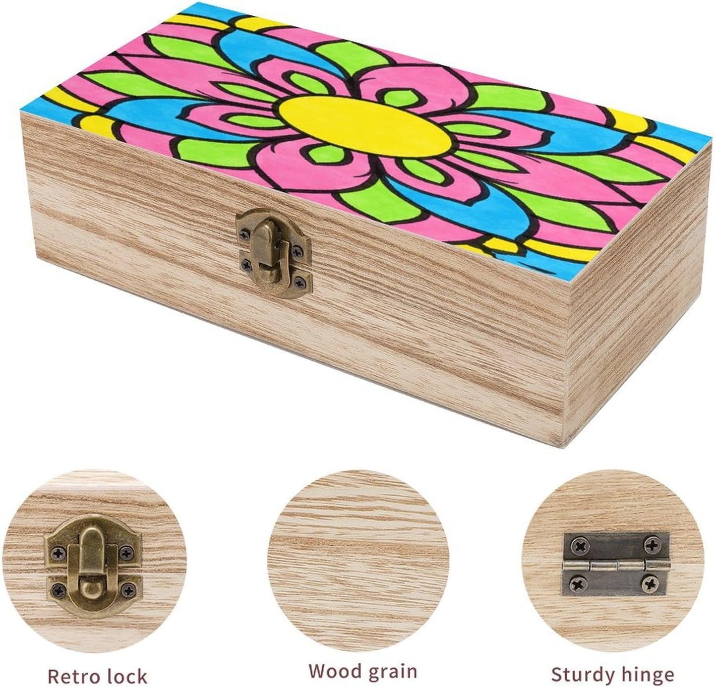 Mandala Classic Wood Box Rectangular Organizer Box image 3