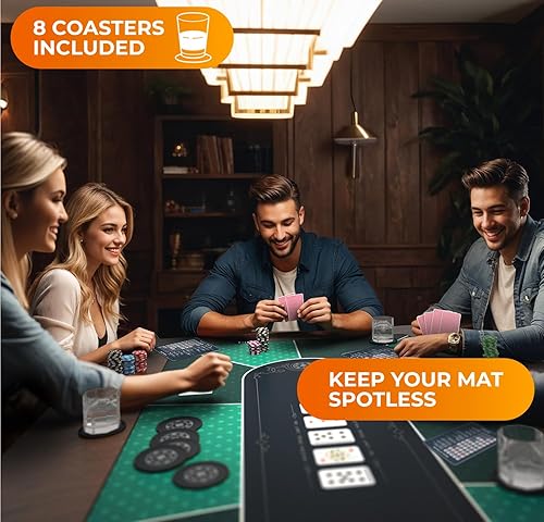 Miniatura 3 de Newverest Mesa de póquer de 70 x 35 pulgadas, tapete de póquer Texas Hold'em para noches de juego en casa de hasta 10 jugadores, blackjack, casino