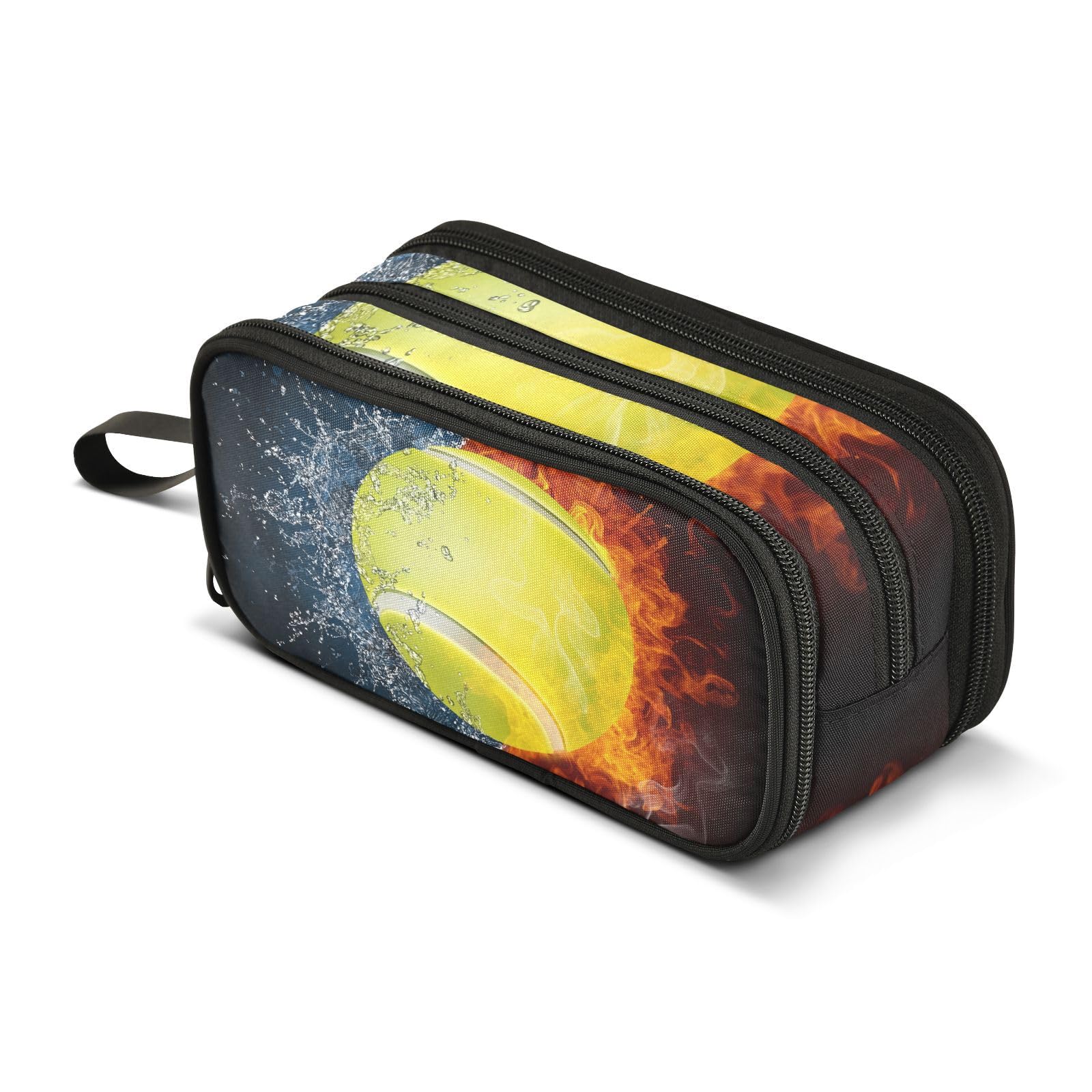 Mnsruu Tennis Ball in Fire Water Pencil Case Boys Girls Pen Bag Large Capacity School Office Stationery Organizer Pencil Pouch Holder Zipper Kids Teens Adults — image 1