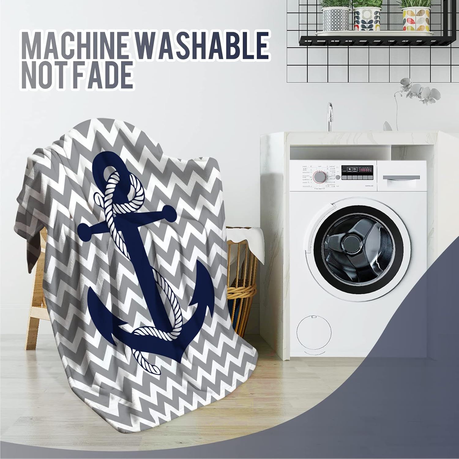 Levens Nautical Anchor Blanket Gifts for Men 50"x60" Gray and White Chevron Decor Birthday Gifts for Boaters Marine Sailor Husband Dad, Ocean Theme Throw Blankets for Couch Bed Soft Flannel Throw - Image 6